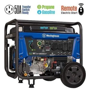 1527173.jpg Westinghouse 12,500/9,500-Watt Dual-Fuel Portable Generator, Electric Start, Transfer Switch Ready