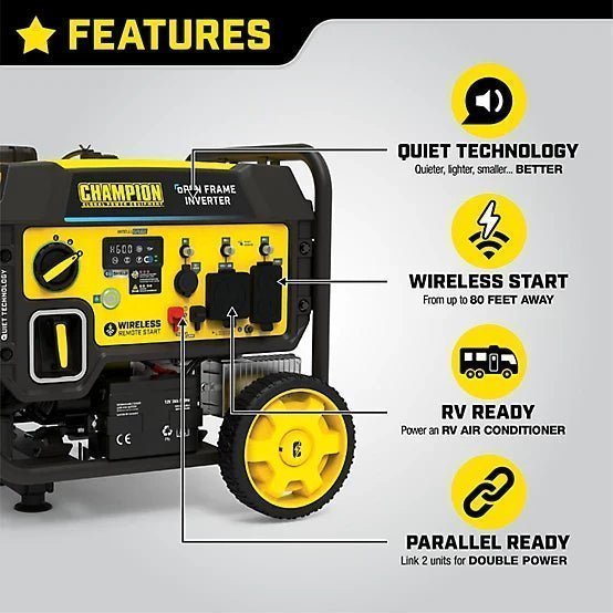 1645743_A2.jpg Champion Power Equipment 4,500/3,650-Watt Gasoline Powered OFI Generator with ParaLINK, Remote Start