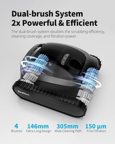 41AEv8y8zzL.jpg Beatbot AquaSense Cordless Robotic Pool Vacuum Cleaner – Intelligent Path Opimization, Cleans Floor, Walls, and Waterline – Ideal for Above & In-Ground Pools up to 2,260 sq.ft.