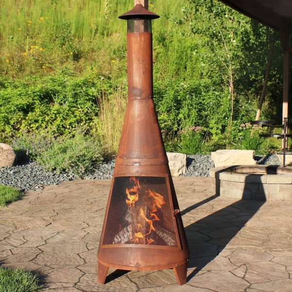 4976bd0f-cddb-4c85-a5c6-93ace5ac03b9.7b632fe67b7140f677fbd89451ea2dd6.jpg Sunnydaze 70″ Rust Patina Finish Steel Wood-Burning Chiminea with Spark Screen