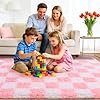 51MQlsvAwL._AC_US100.jpg Area Rugs for Living Room Bedroom 9×12, Ultra Fluffy Shag Checkered Rug Modern Washable Carpet Soft Shaggy Non Slip Indoor Plush Fuzzy Rugs for Bedroom Dorm Office Home Aesthetic Decor, Pink and White