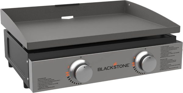 61-7hTvmsHL._AC_SL1500.jpg Blackstone 22″ Portable Tabletop Griddle – Dual Burner Flat Top Grill, 24,000 BTU Propane with Stainless Steel Faceplate & Rear Grease System