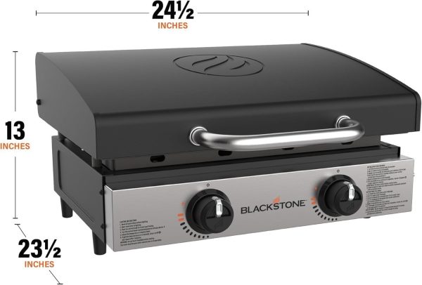 61FHNUnUAxL._AC_SL1500.jpg Blackstone 22″ Portable Tabletop Griddle – Dual Burner Flat Top Grill, 24,000 BTU Propane with Stainless Steel Faceplate & Rear Grease System