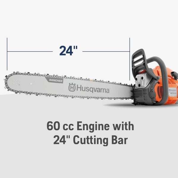 61Ge2vxfvDL._AC_SL1500-3.jpg Husqvarna 460 Rancher Gas Chainsaw 24″ 60.3cc 3.6HP, Auto Oil Pump