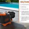 61dhhprn-WL.jpg BLACK+DECKER Variable Speed Pool Pump Inground with Filter Basket and Easy Programmable Touch Pad Interface, 3 HP
