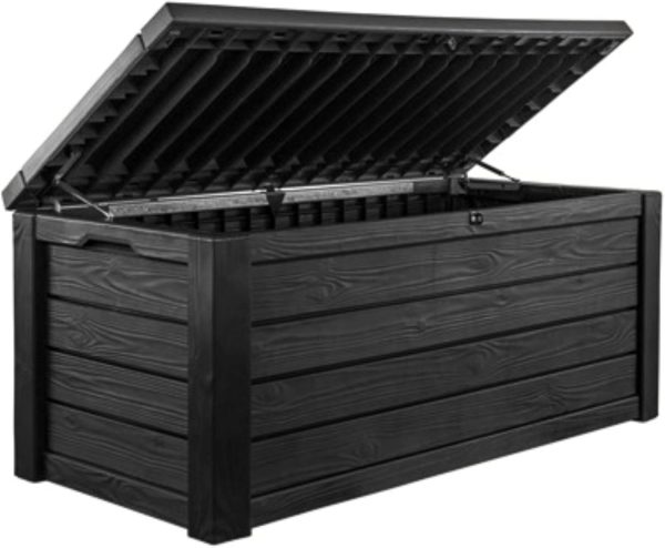 61wGOz-VklL._AC_SL1500.jpg Keter Westwood 150-Gallon Resin Outdoor Storage Box | Weather-Resistant Deck Bin for Patio Cushions, Garden Tools & Pool Accessories – Dark Grey