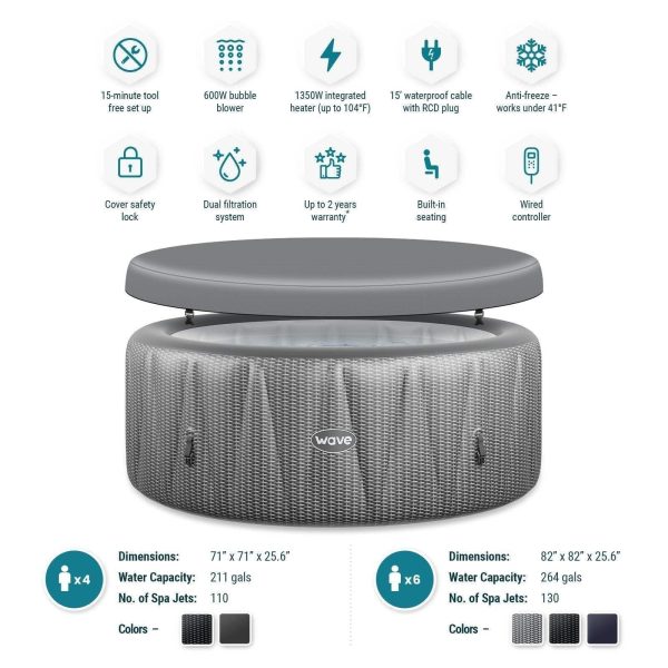 6a0e428b-28d2-402f-b002-80d7a004fabd.6ec931b32609de2f63a3f4d5bfd2581c.jpg Wave Atlantic 4-Person Round inflatable Hot Tub with integrated Heater and Aquajet Massage System