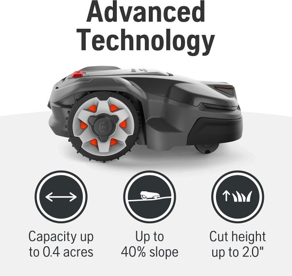 Husqvarna Automower 415X Robotic Lawn Mower with GPS, Self-Installation, 0.4 Acre