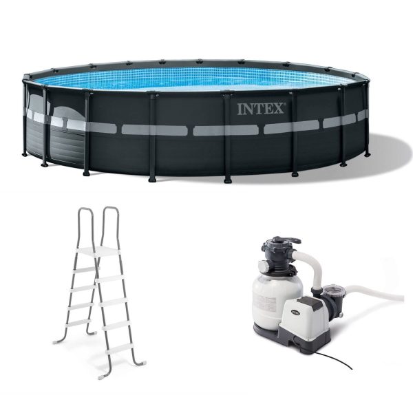 719nXl7EChL.jpg Intex Ultra XTR Frame 18′ x 52″ Above Ground Swimming Pool with Sand Filter Pump, Ladder, Cover, & Maintenance Accessory Kit with Vacuum and Skimmer