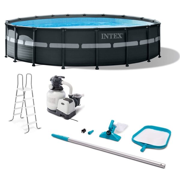 71Fo4xDd_hL.jpg Intex Ultra XTR Frame 18′ x 52″ Above Ground Swimming Pool with Sand Filter Pump, Ladder, Cover, & Maintenance Accessory Kit with Vacuum and Skimmer