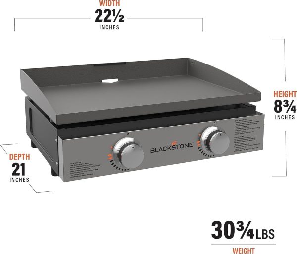 71Tn_g3AwoL._AC_SL1500_3b7e880a-7316-44b2-a0af-6acc834fe117.jpg Blackstone 22″ Portable Tabletop Griddle – Dual Burner Flat Top Grill, 24,000 BTU Propane with Stainless Steel Faceplate & Rear Grease System