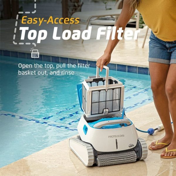 71vgcYoLhsL.jpg Dolphin Proteus DX5i Wi-Fi Robotic Pool Vacuum Cleaner Pools up to 50 FT – Waterline Scrubber Brush