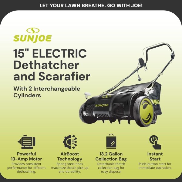 71wEiQwASuL._AC_SL1500-1.jpg Sun Joe AJ805E 13A Electric Dethatcher & Scarifier, 15 in.