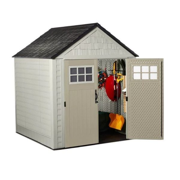 7ft.3in.Wx7ft.3in.DPlasticStorageShed-2-1-2-1.jpg Rubbermaid 7×7 Ft Durable Weatherproof Resin Outdoor Storage Shed