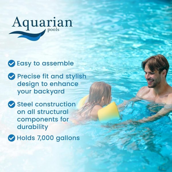 81F2aErMHxL._AC_SL1500_5033b2d5-2444-4359-a350-93af857e359c.jpg Aquarian 21ft x 52in Round Steel-Frame Above Ground Swimming Pool – Phoenix Series, DIY Outdoor Backyard Pool