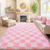 81MQ9UlFqCL._AC_SY300_SX300_QL70_FMwebp_-1.jpg Area Rugs for Living Room Bedroom 9×12, Ultra Fluffy Shag Checkered Rug Modern Washable Carpet Soft Shaggy Non Slip Indoor Plush Fuzzy Rugs for Bedroom Dorm Office Home Aesthetic Decor, Pink and White