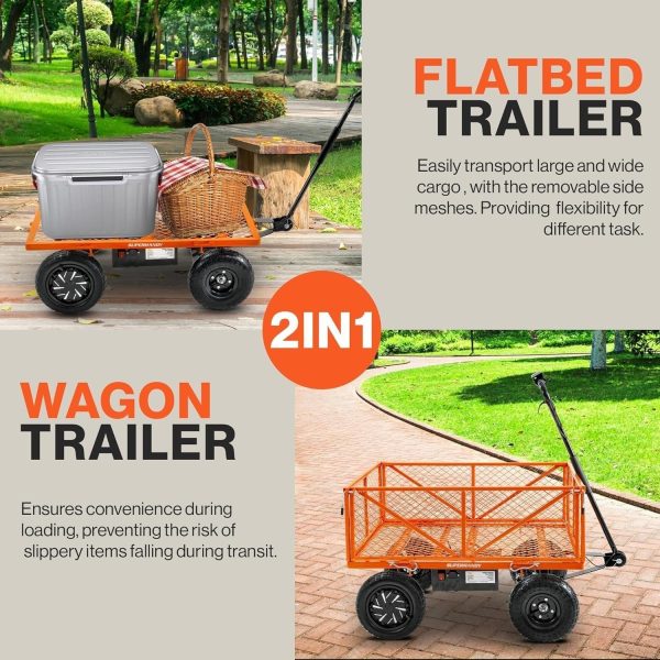 81P-3-oTRiL._AC_SL1500-1.jpg SuperHandy Electric-Assist Garden Cart, 5.7 Cu Ft, 440 lbs Load, All-Terrain Wheels