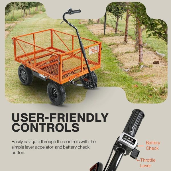 81jEUey_WRL._AC_SL1500-1.jpg SuperHandy Electric-Assist Garden Cart, 5.7 Cu Ft, 440 lbs Load, All-Terrain Wheels