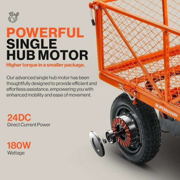 81nXg-TXFeL._AC_SL1500-1.jpg SuperHandy Electric-Assist Garden Cart, 5.7 Cu Ft, 440 lbs Load, All-Terrain Wheels