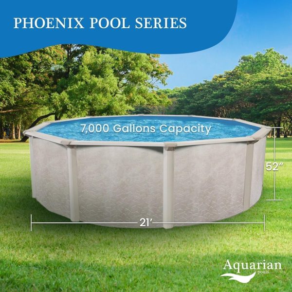 91MpkWs-a5L._AC_SL1500_f4fadea4-252c-48c8-b02c-a45cab564004.jpg Aquarian 21ft x 52in Round Steel-Frame Above Ground Swimming Pool – Phoenix Series, DIY Outdoor Backyard Pool
