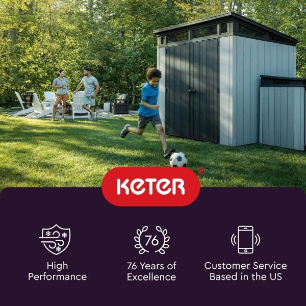 91NdTEYzBIL._AC_SL1500-1.jpg Keter Manor 4×6 Resin Outdoor Storage Shed Kit-Perfect to Store Patio Furniture, Garden Tools Bike Accessories, Beach Chairs and Lawn Mower, Grey & White