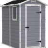 91idKRZ3AOL._AC_SL1500.jpg Keter Manor 4×6 Resin Outdoor Storage Shed Kit-Perfect to Store Patio Furniture, Garden Tools Bike Accessories, Beach Chairs and Lawn Mower, Grey & White