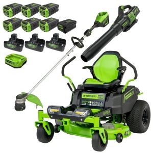 ATFGWTKit-1_9270316f-5840-4bb5-9625-62bd1c16d216.jpg 60V 42″ Cordless Battery CrossoverZ Zero Turn Riding Lawn Mower 3-Tool Combo Kit w/ (6) 8Ah Batteries, One(1) 2.5Ah Battery & Four (4) Chargers