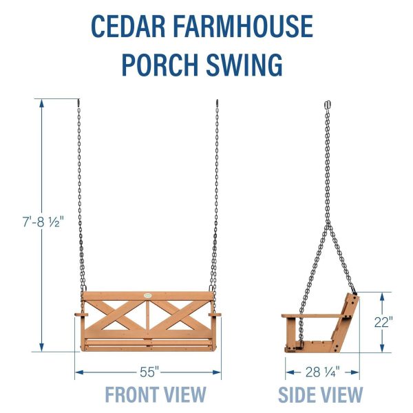 Cedar-Farmhouse-Pergola-Diagram.jpg Cedar Farmhouse Porch Swing Light Brown