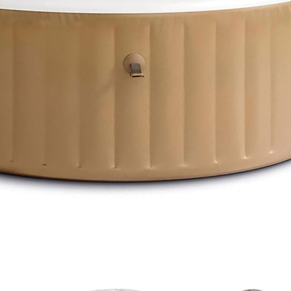 ad1c9a39-2241-4fbc-b7fb-ebd92b29ba1e.1dd70cc998d2e36625561c8a9620276f.jpg Intex: PureSpa: Sahara Tan Inflatable Hot Tub Set – 6 Person – 85″ Round Outdoor Heated Bubble Spa, Jet Massage, Cover, Hard Water Treatment System