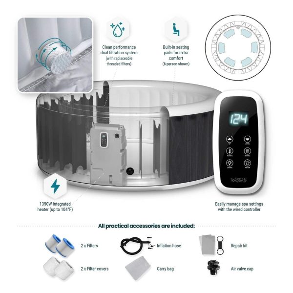 ad666fca-c93b-4f72-8bea-9cbd4470ad5f.444e13df1ecde6a03a6ea8fc322480ff_04be142c-3076-4b48-8b50-a7bfb189ff69.jpg Wave Atlantic 6-Person Inflatable Hot Tub | Integrated Eco Heater | 130 Aquajet Massage System | Anti-Freeze Protection | Quick 15-Minute Setup | Gray Rattan