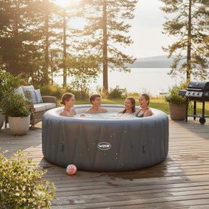 b7373123-f4bf-4583-809a-80286577bdf6.7433dd8270c38287ed1673d12bb9e61c.jpg Wave Atlantic 4-Person Round inflatable Hot Tub with integrated Heater and Aquajet Massage System