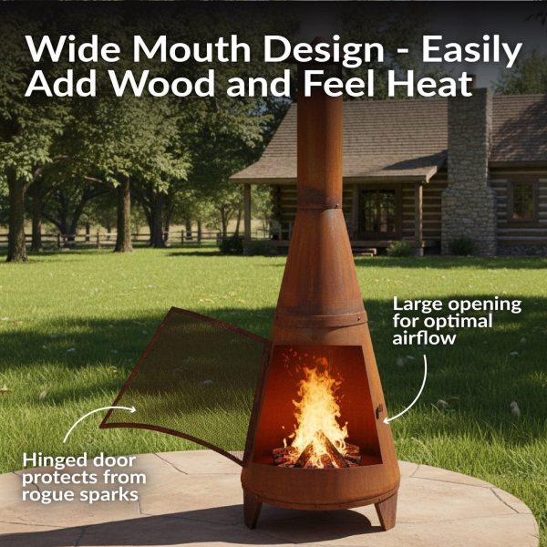 b9a70029-d7de-4ce6-97b3-98d31d94f72a.67d8344242a2ee7b1d026dbc8ee91048.jpg Sunnydaze 70″ Rust Patina Finish Steel Wood-Burning Chiminea with Spark Screen