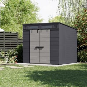 bms8780t_env.jpg Suncast Modernist® 8 ft. x 7 ft. Dual Barn Door Storage Shed