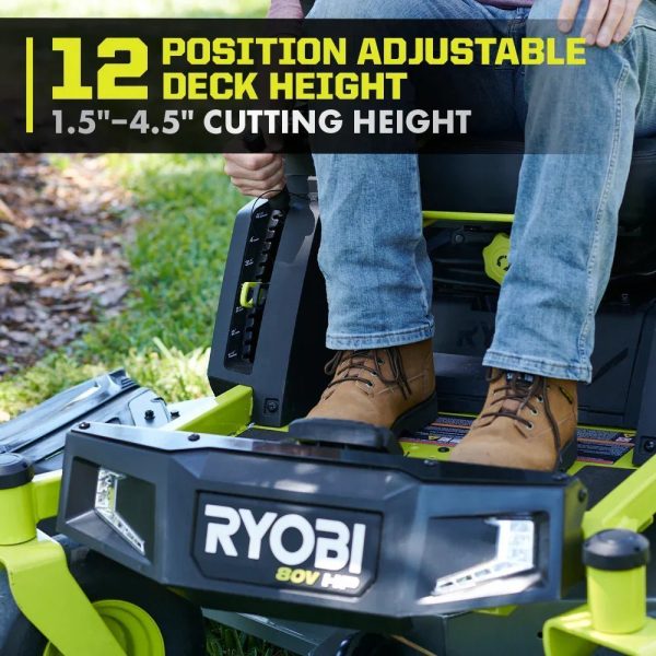 80V Max HP Lithium 54″ Brushless Electric Zero Turn Lawn Mower