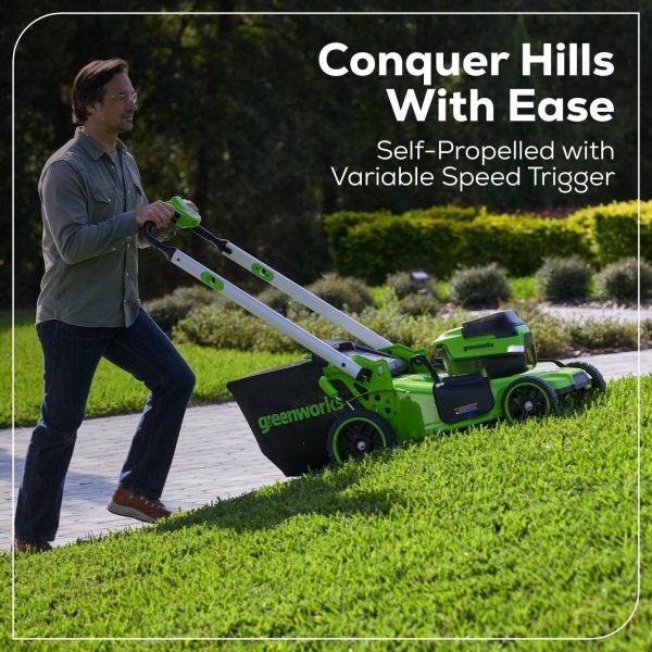 d2425a3d-8340-4130-a8bb-d5f6c330bed4.06c858dde0a373bf99a21b7fae317dcf.jpg Greenworks 60V 21″ Self Propelled Lawn Mower with (1) 8.0 Ah Battery & Rapid Charger 2546402