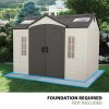 f1-25-1.jpg Lifetime Lockable Polyethylene Outdoor Storage Shed, 10′ x 8′, Tan & Browns (60005)