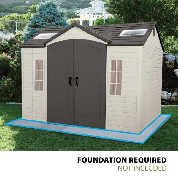 f1-26-1.jpg Lifetime Lockable Polyethylene Outdoor Storage Shed, 10′ x 8′, Tan & Browns (60005)