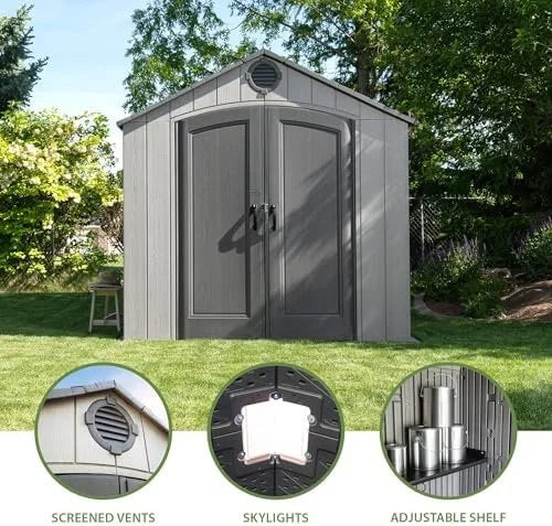 g2-21-1.jpg Lifetime Outdoor Storage Shed, 8 x 10 Foot, Grays