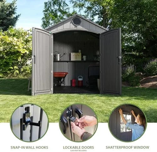 g3-21-1.jpg Lifetime Outdoor Storage Shed, 8 x 10 Foot, Grays