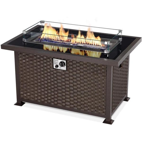 img-1225.jpg Danrelax 44in Outdoor Propane Gas Fire Pit Table, Brown, Fire Pit Table, Fireplace, fire pit
