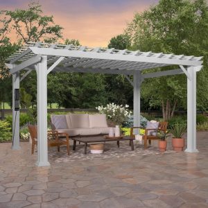 img-201.jpg 14×10 Hawthorne Traditional Steel Pergola With Sail Shade Soft Canopy