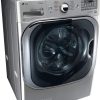 LG – 5.2 Cu. Ft. High Efficiency Front-Load Washer with Steam and TurboWash Technology – Graphite steel