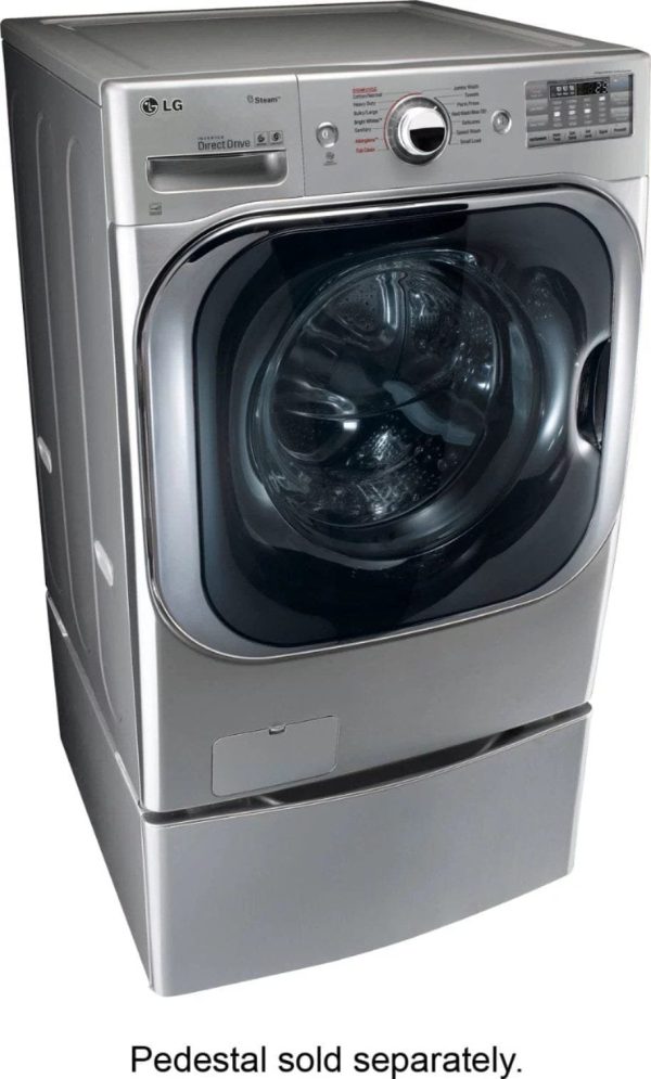 LG – 5.2 Cu. Ft. High Efficiency Front-Load Washer with Steam and TurboWash Technology – Graphite steel
