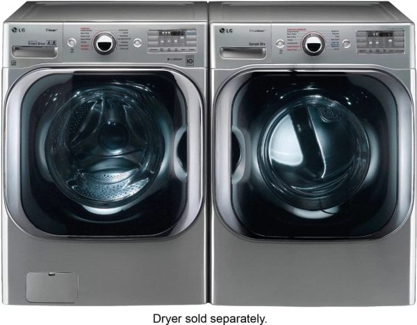 LG – 5.2 Cu. Ft. High Efficiency Front-Load Washer with Steam and TurboWash Technology – Graphite steel