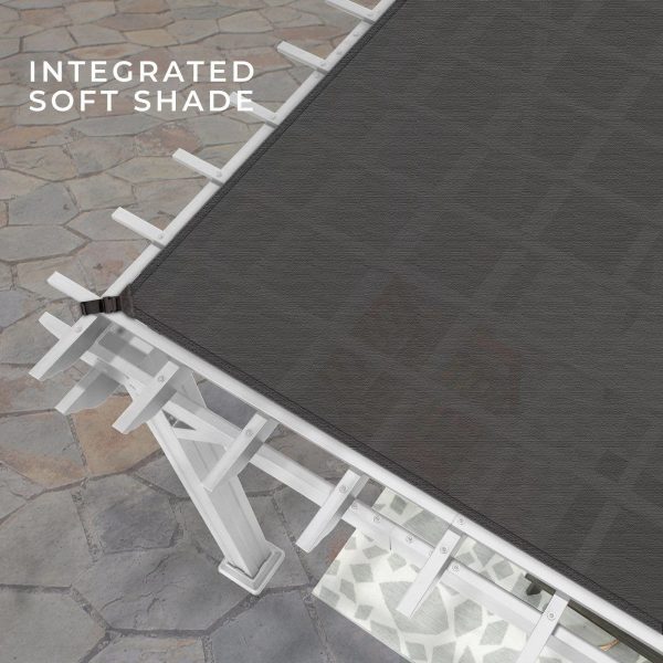 14×10 Hawthorne Traditional Steel Pergola With Sail Shade Soft Canopy