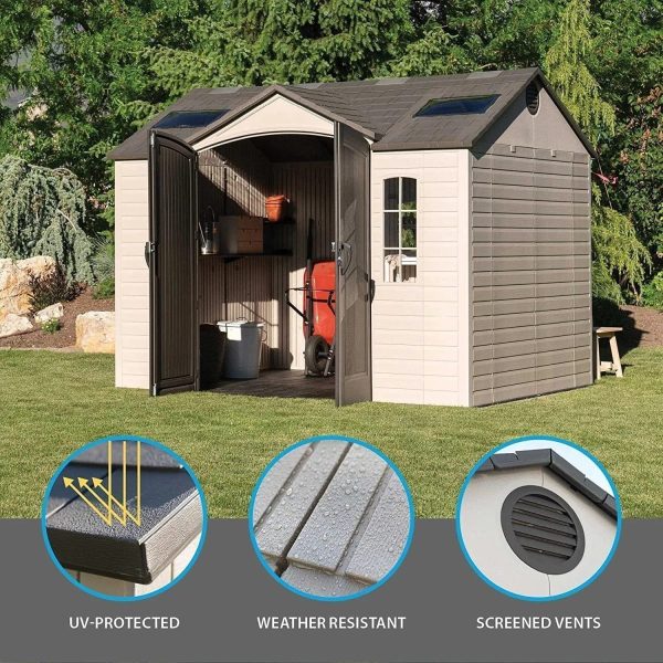 img-2142.jpg Lifetime 10′ x 8′ Outdoor Storage Shed with Carriage Doors Foundation and Installation Included.