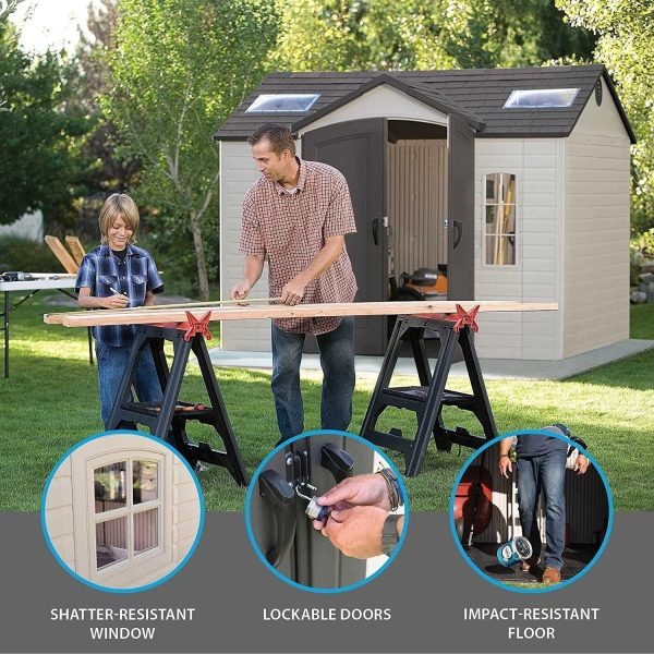 img-2143.jpg Lifetime 10′ x 8′ Outdoor Storage Shed with Carriage Doors Foundation and Installation Included.