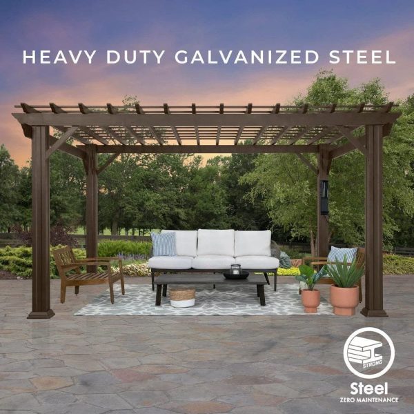 16×12 ashford traditional steel pergola with sail shade soft canopy