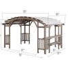 SummerCove 10 ft. x 14 ft. Light Gray Cedar Frame Arched Pergola with Shelves