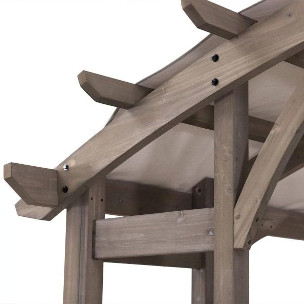 SummerCove 10 ft. x 14 ft. Light Gray Cedar Frame Arched Pergola with Shelves